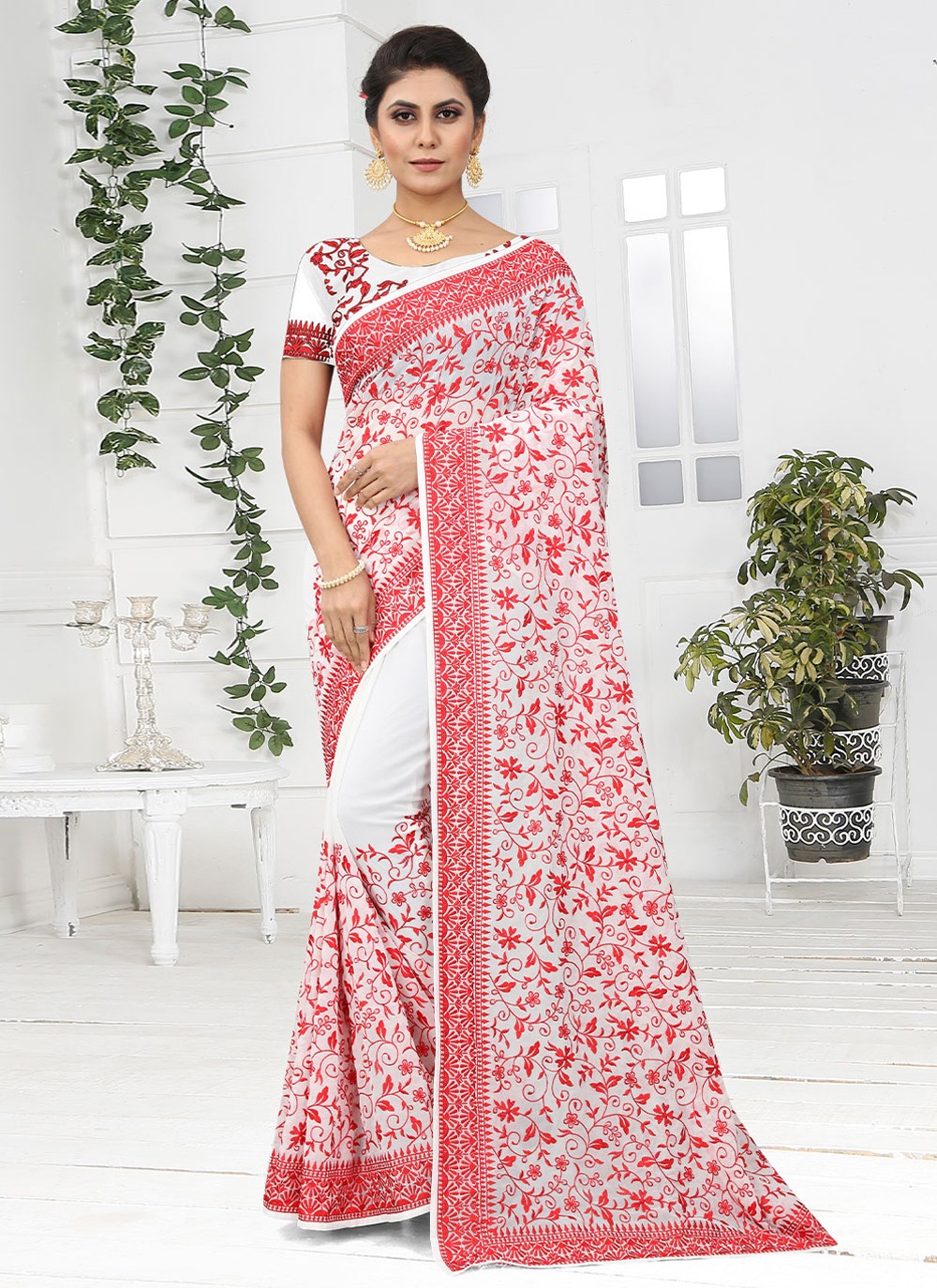 Classic Embroidered Georgette Saree - S1664