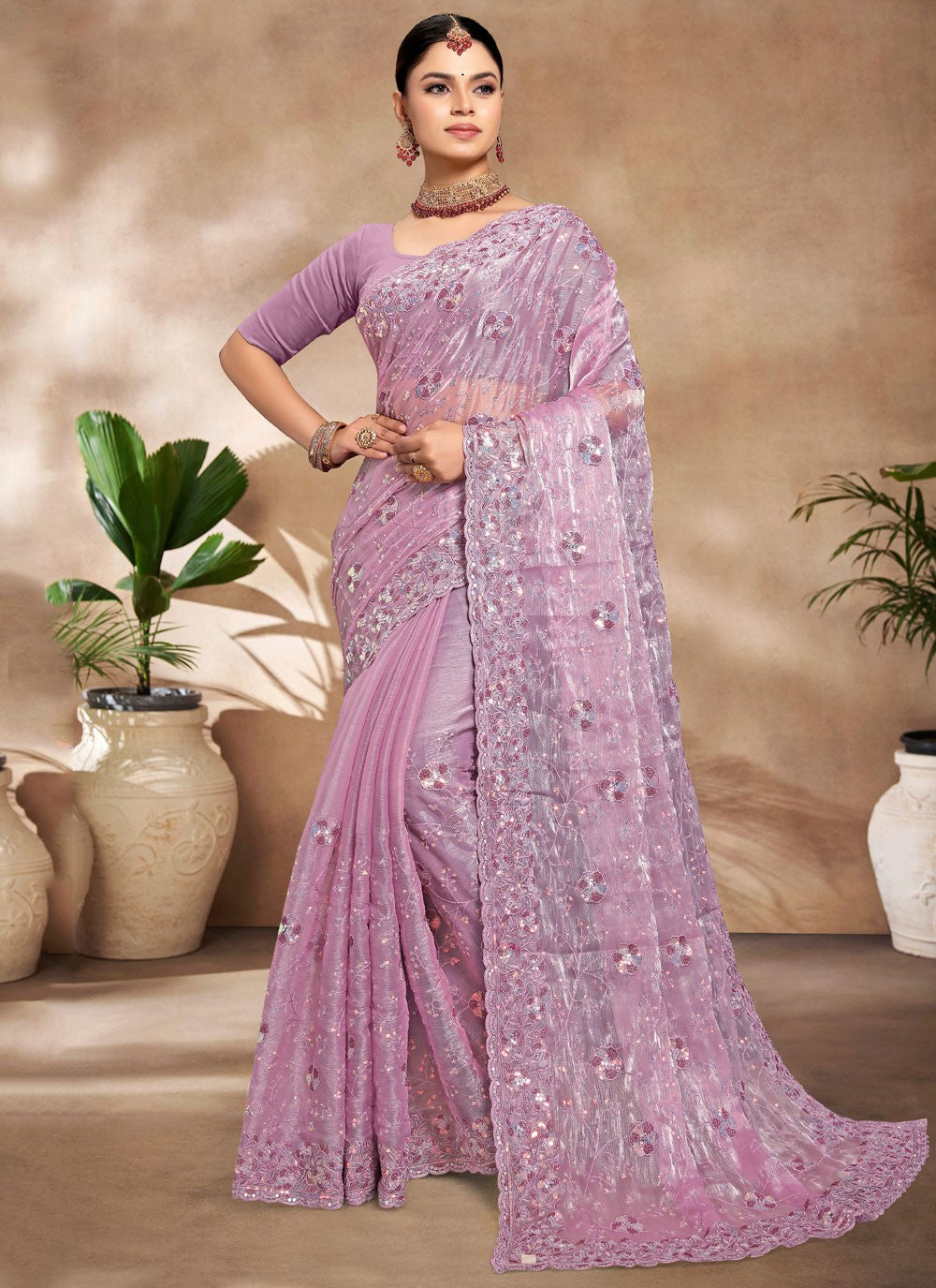 Classic Embroidered Jimmy Chu Saree - S8805