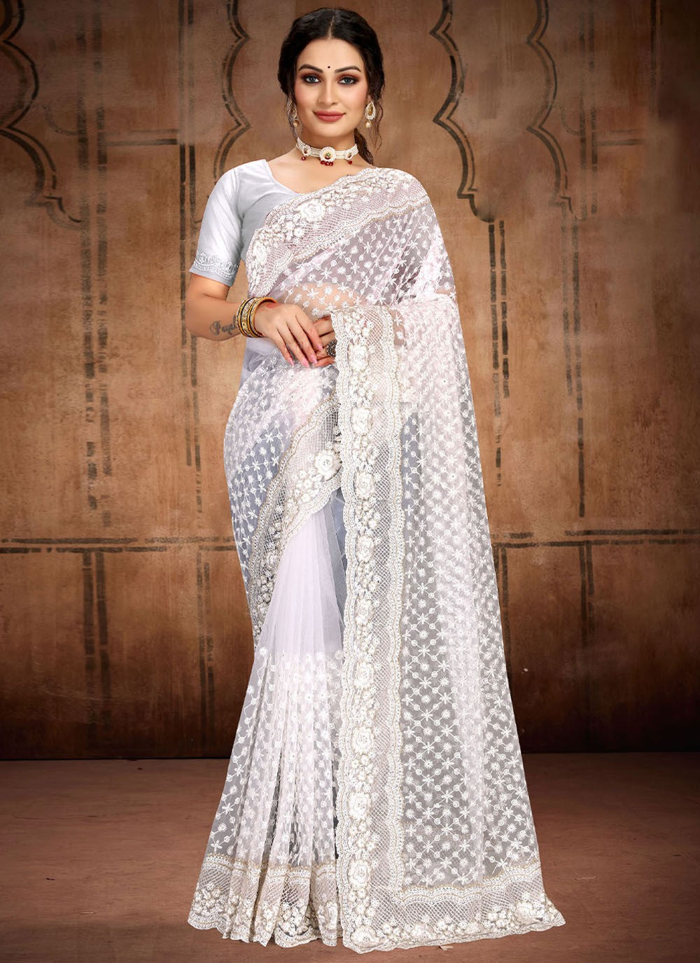 Saree Diamond Net Saree - S2417