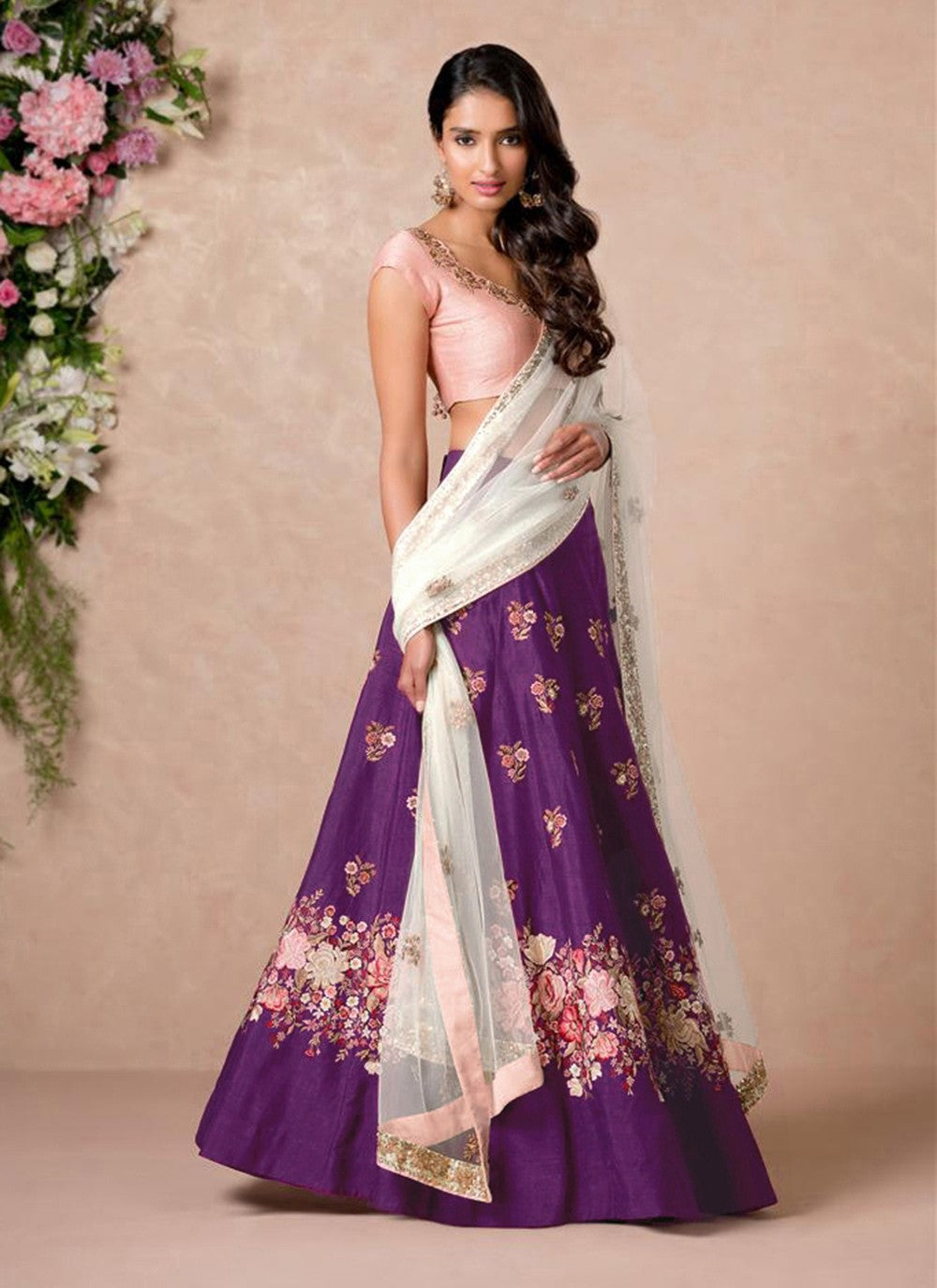 Embroidered Net A - Line Lehenga - L0214