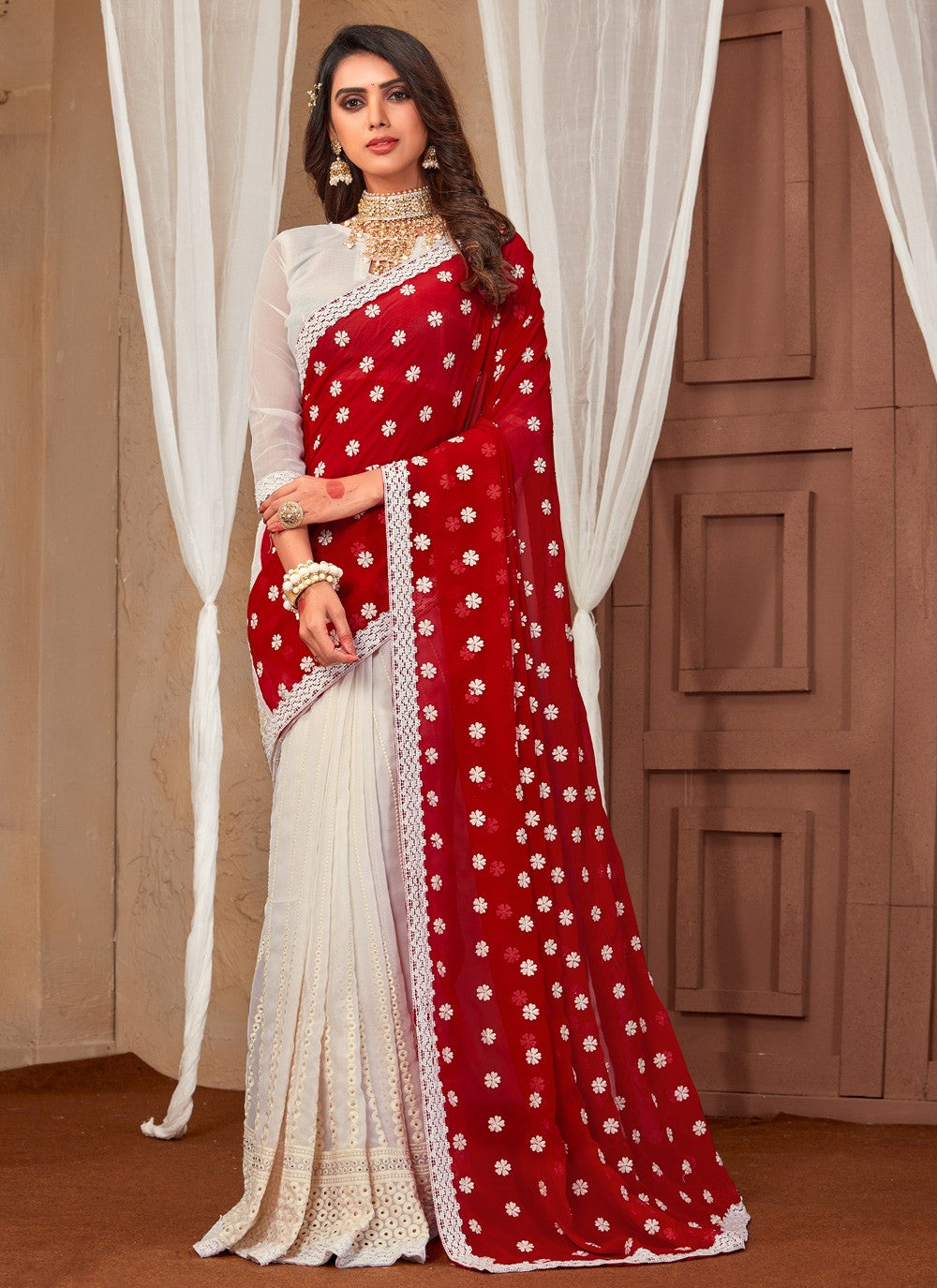 Contemporary Embroidered Georgette Saree - S3670