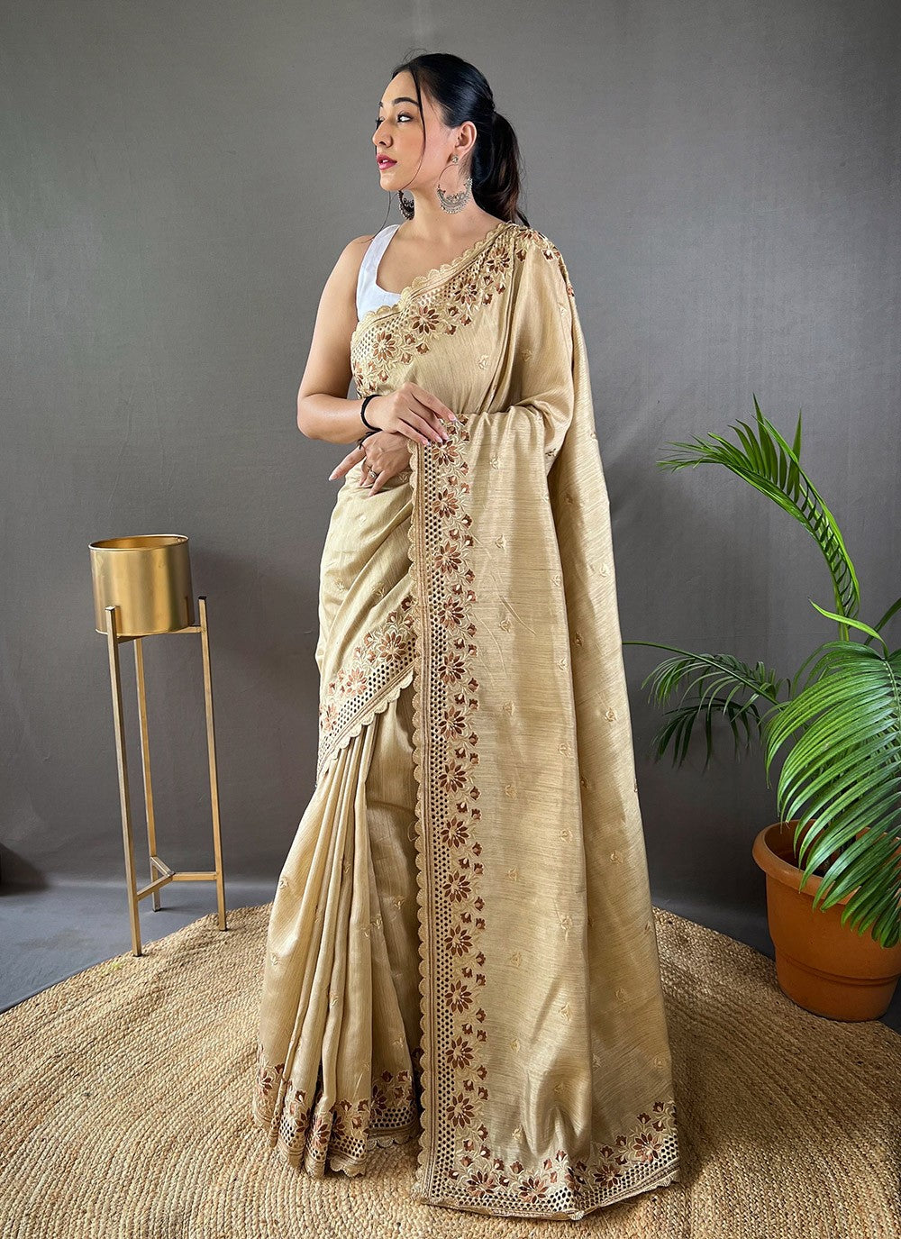 Traditional Embroidered Silk Saree - S4436