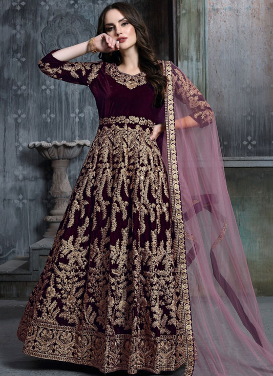 Velvet Floor Length Anarkali - T026