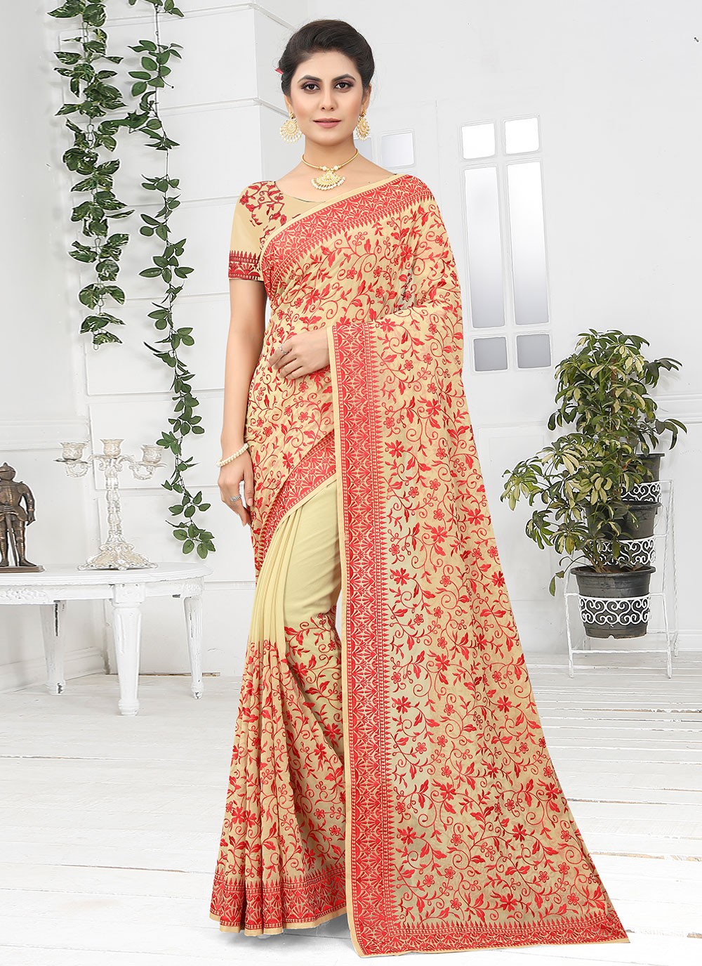 Classic Embroidered Georgette Saree - S1664