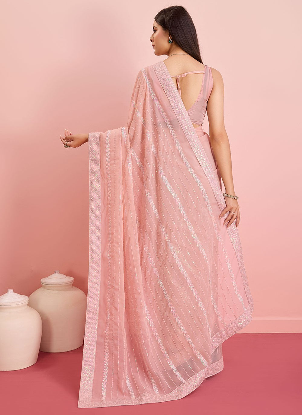 Contemporary Embroidered Georgette Saree - S6915