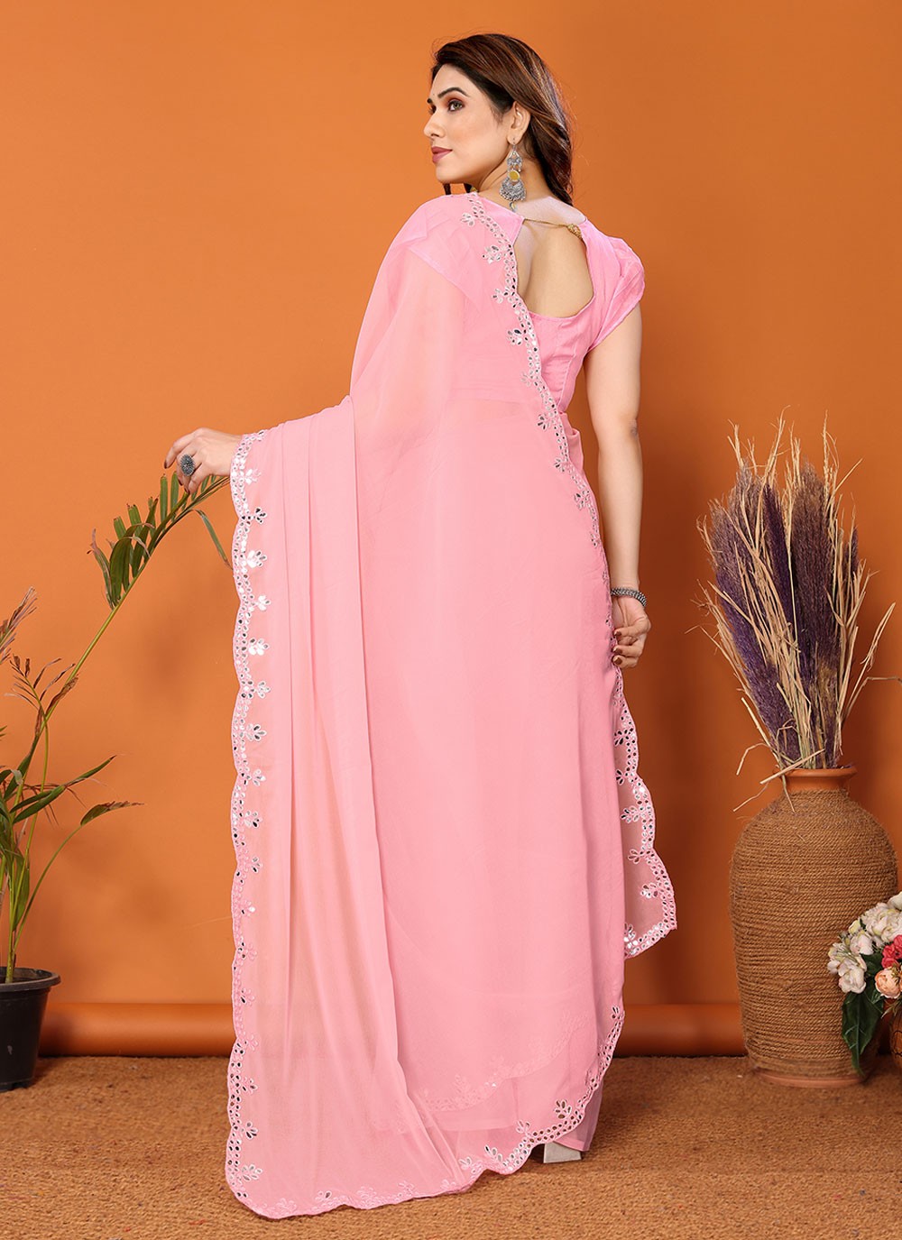 Classic Mirror Georgette Saree - S7189