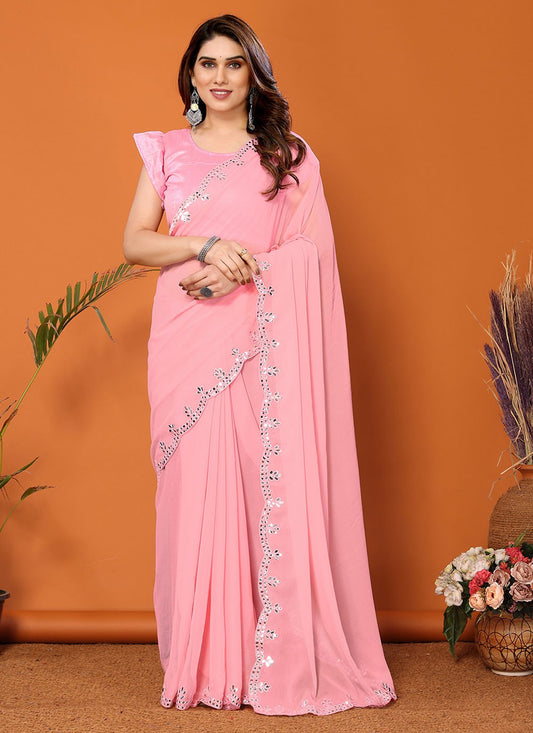 Classic Mirror Georgette Saree - S7189