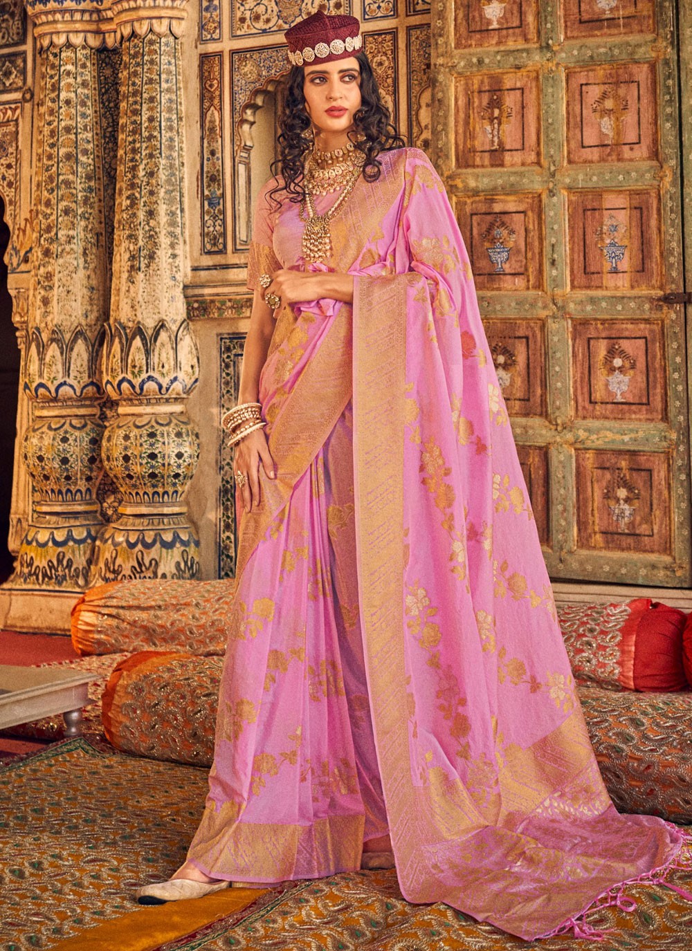 Classic Woven Georgette, Silk Saree - S9105