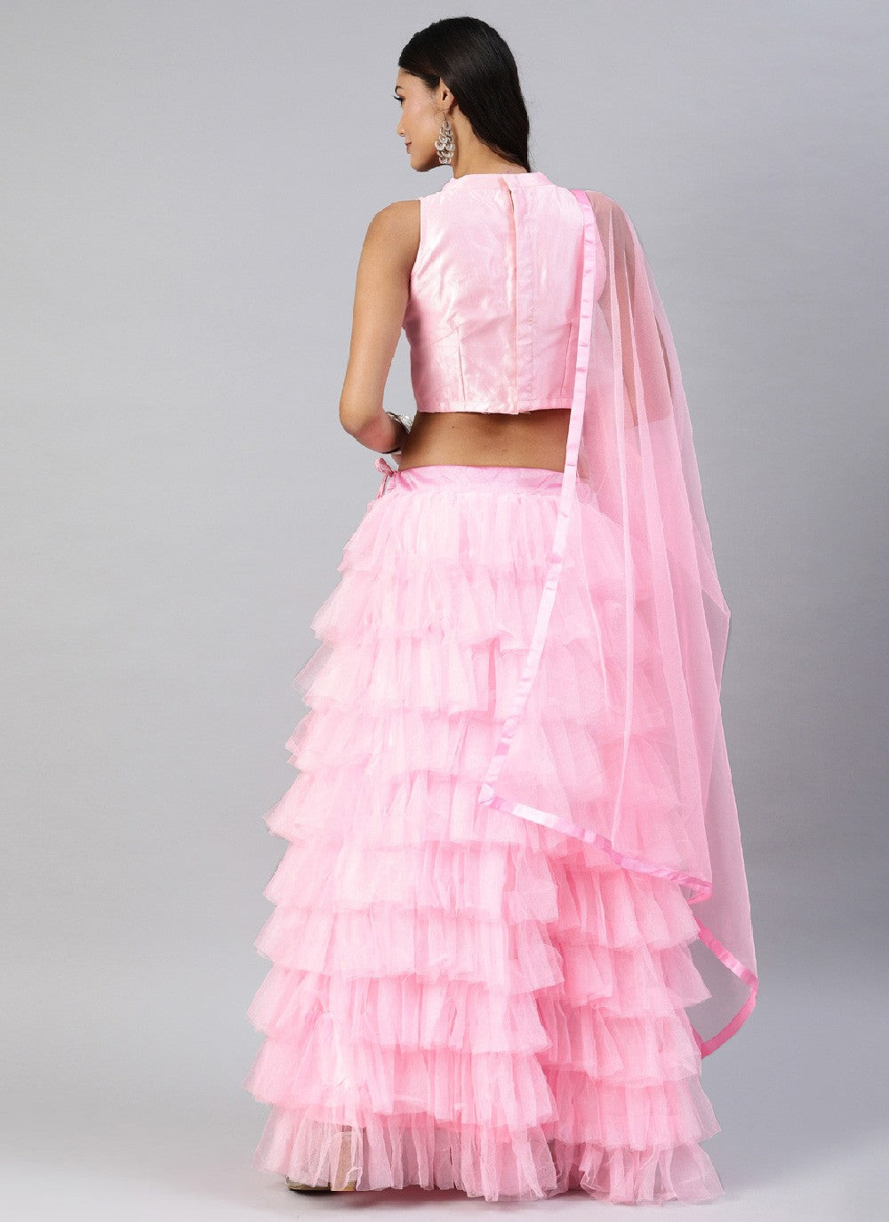 Ruffle Net A - Line Lehenga - L1123