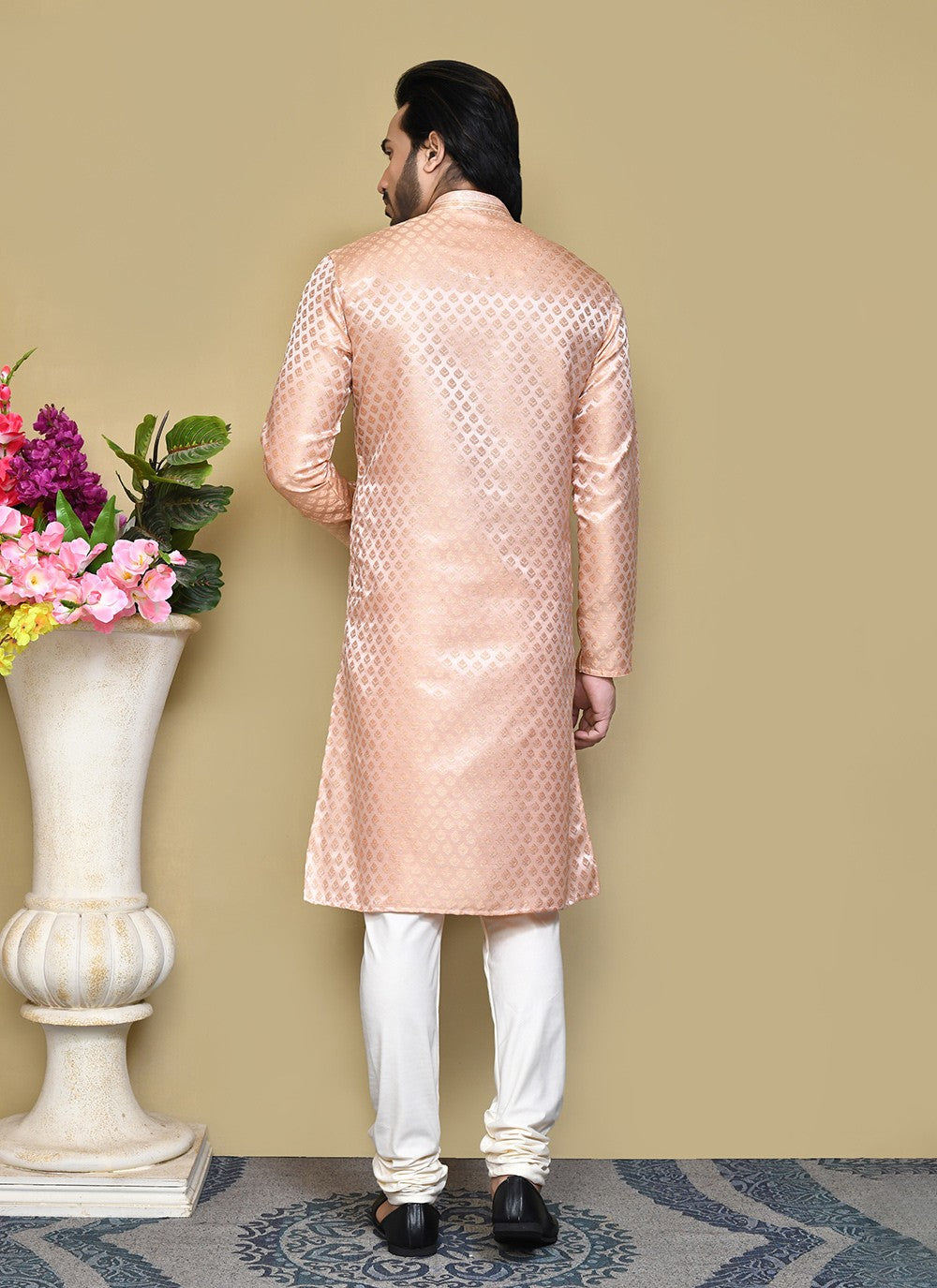 Embroidered Art Silk Rust Kurta Pyjama - M7811