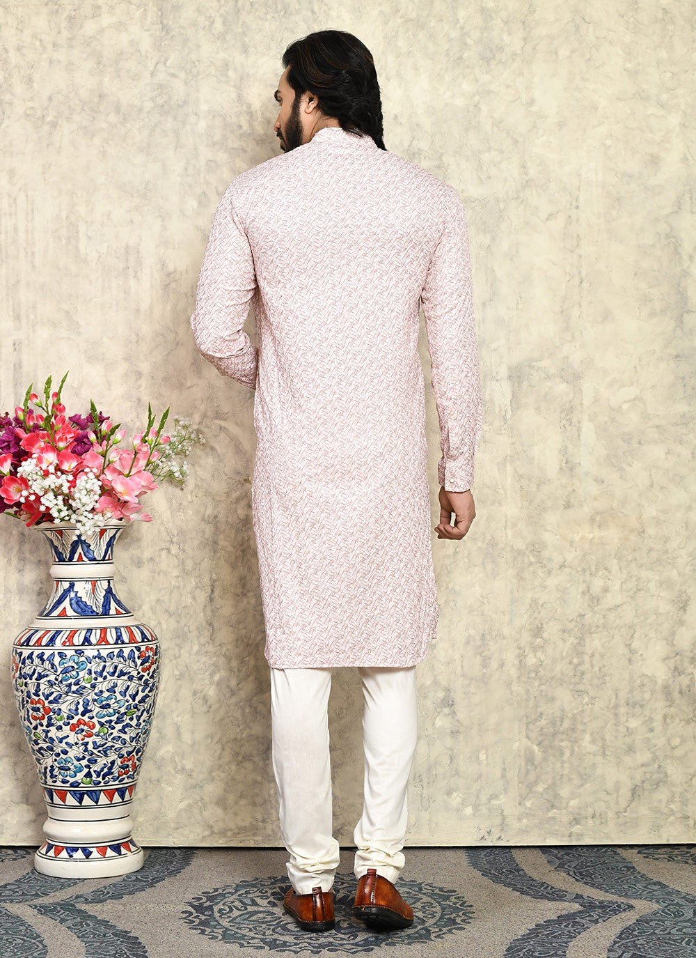 Plain Cotton Lycra Rust Kurta Pyjama - M7931