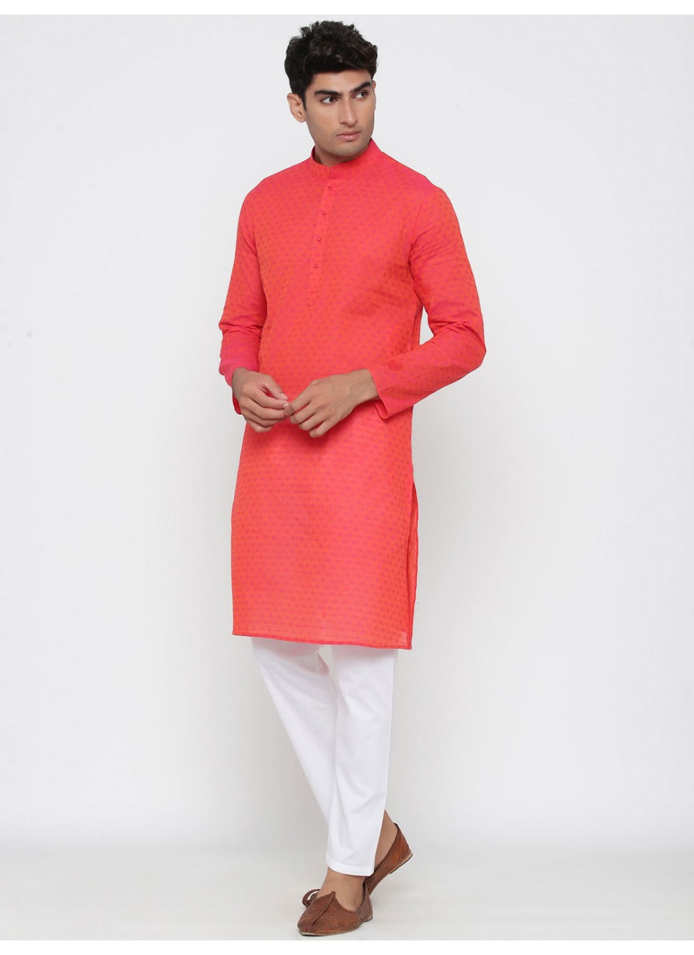 Plain Cotton Rust Kurta Pyjama - M1817