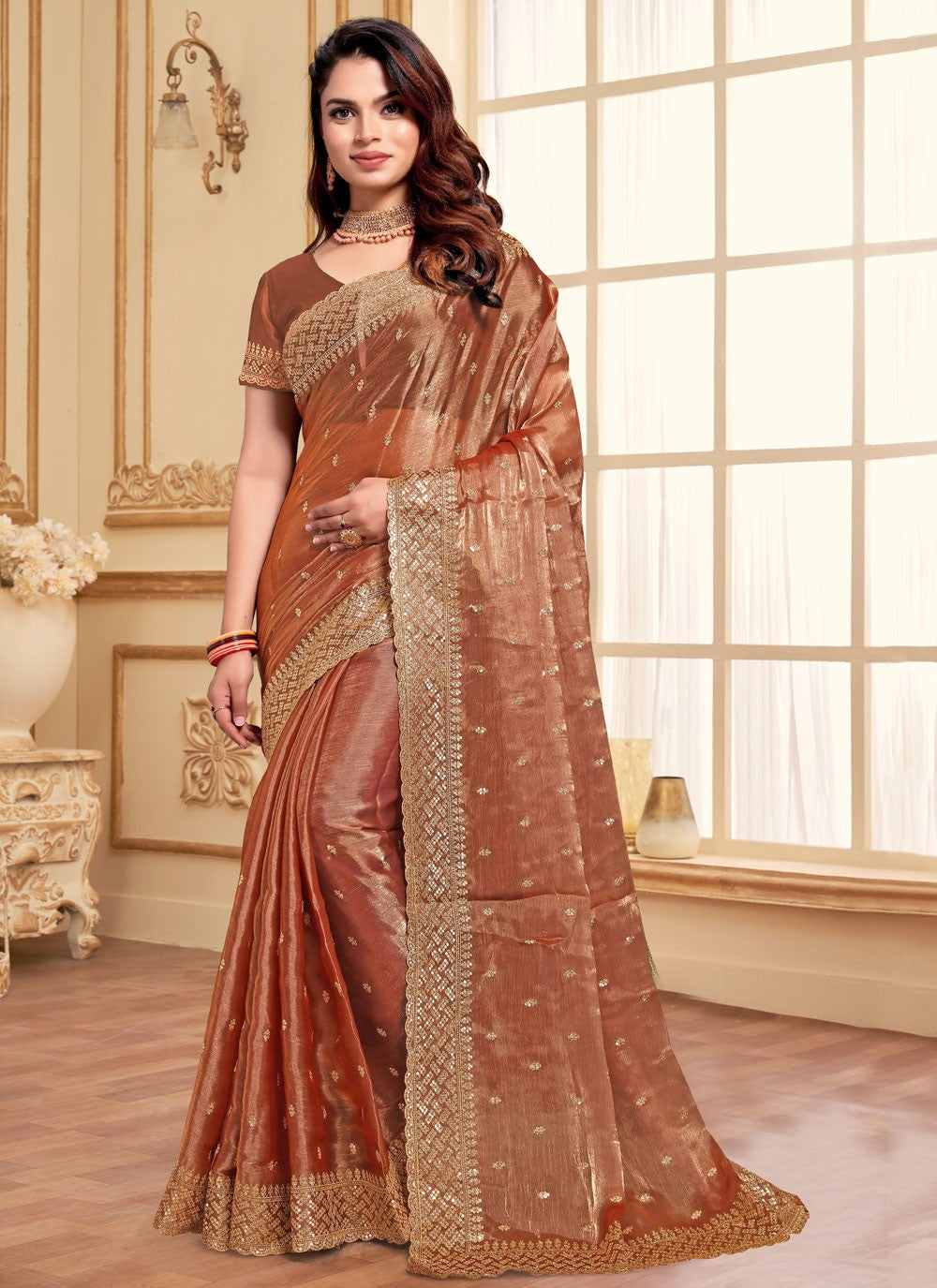 Classic Embroidered Jimmy Chu Saree - S8634