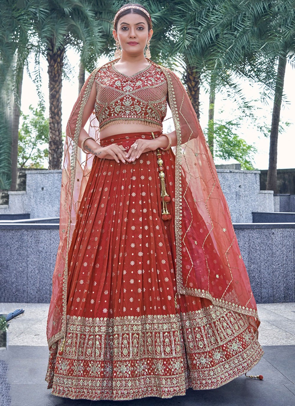 Embroidered Pure Dola Lehenga - L3098