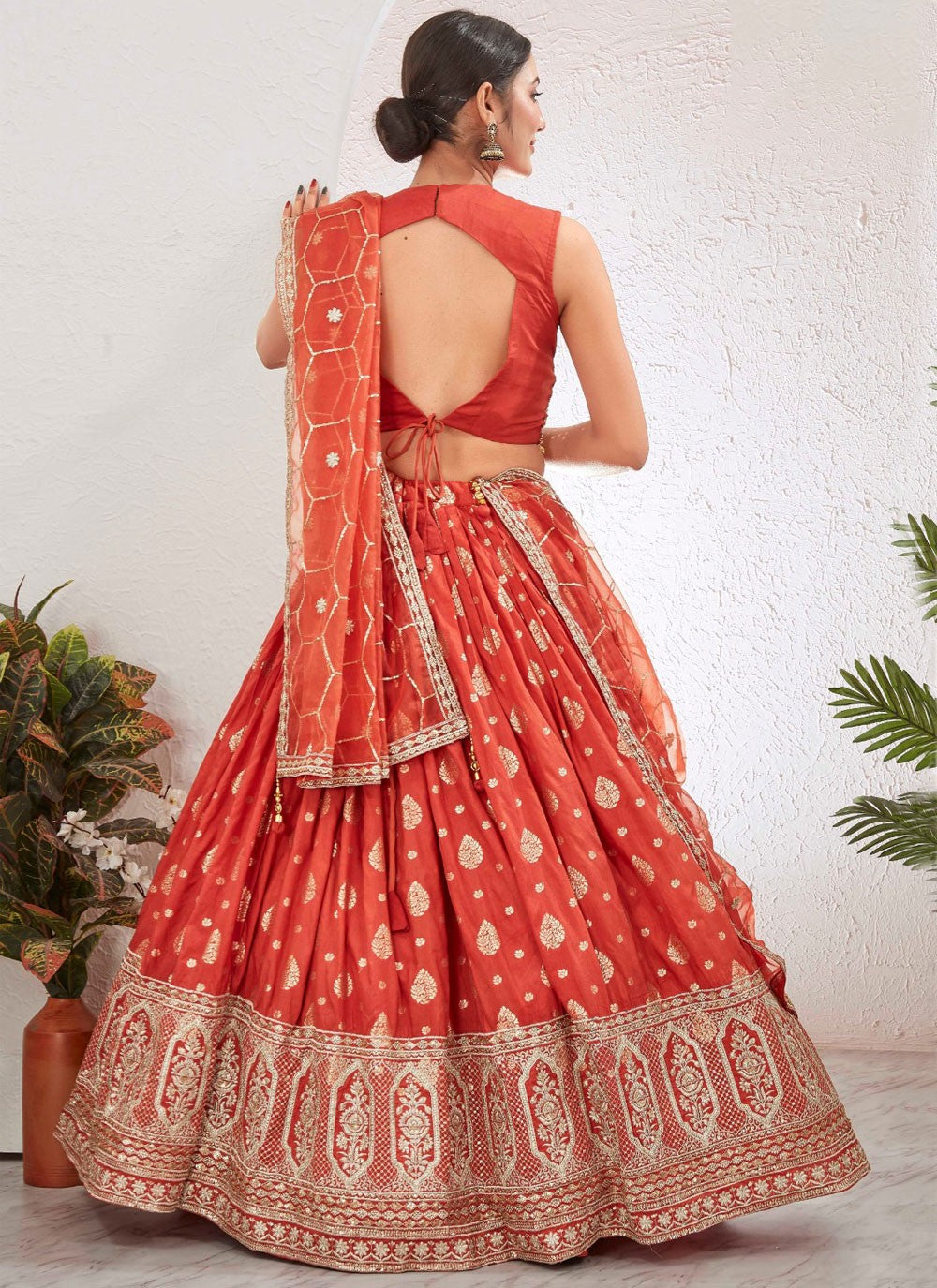 Embroidered Pure Dola Lehenga - L3155