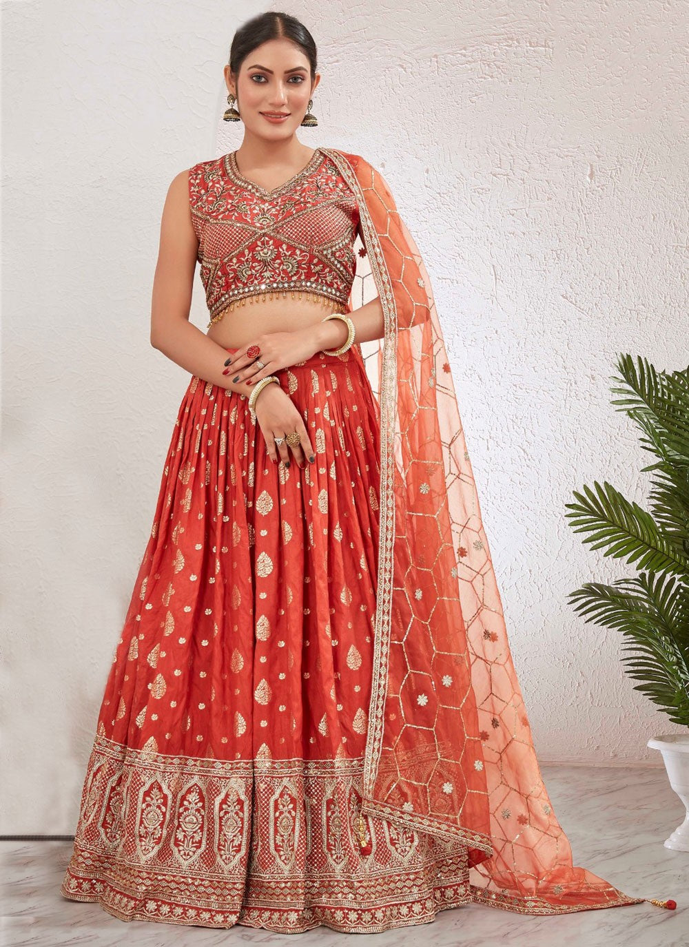 Embroidered Pure Dola Lehenga - L3155