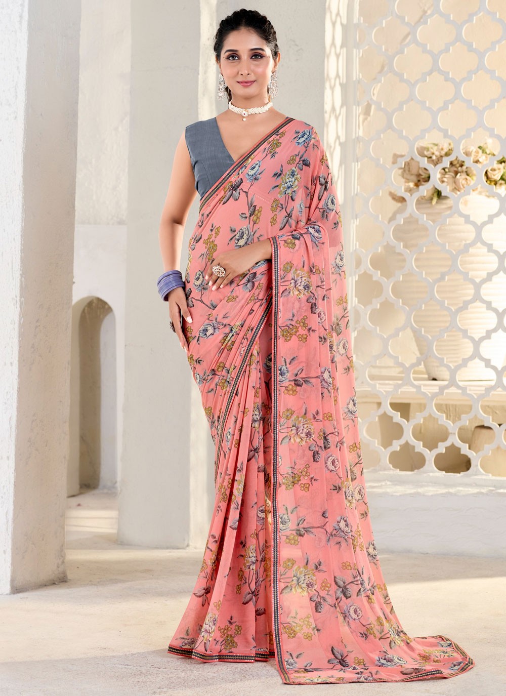 Classic Printed Georgette Saree - S9556