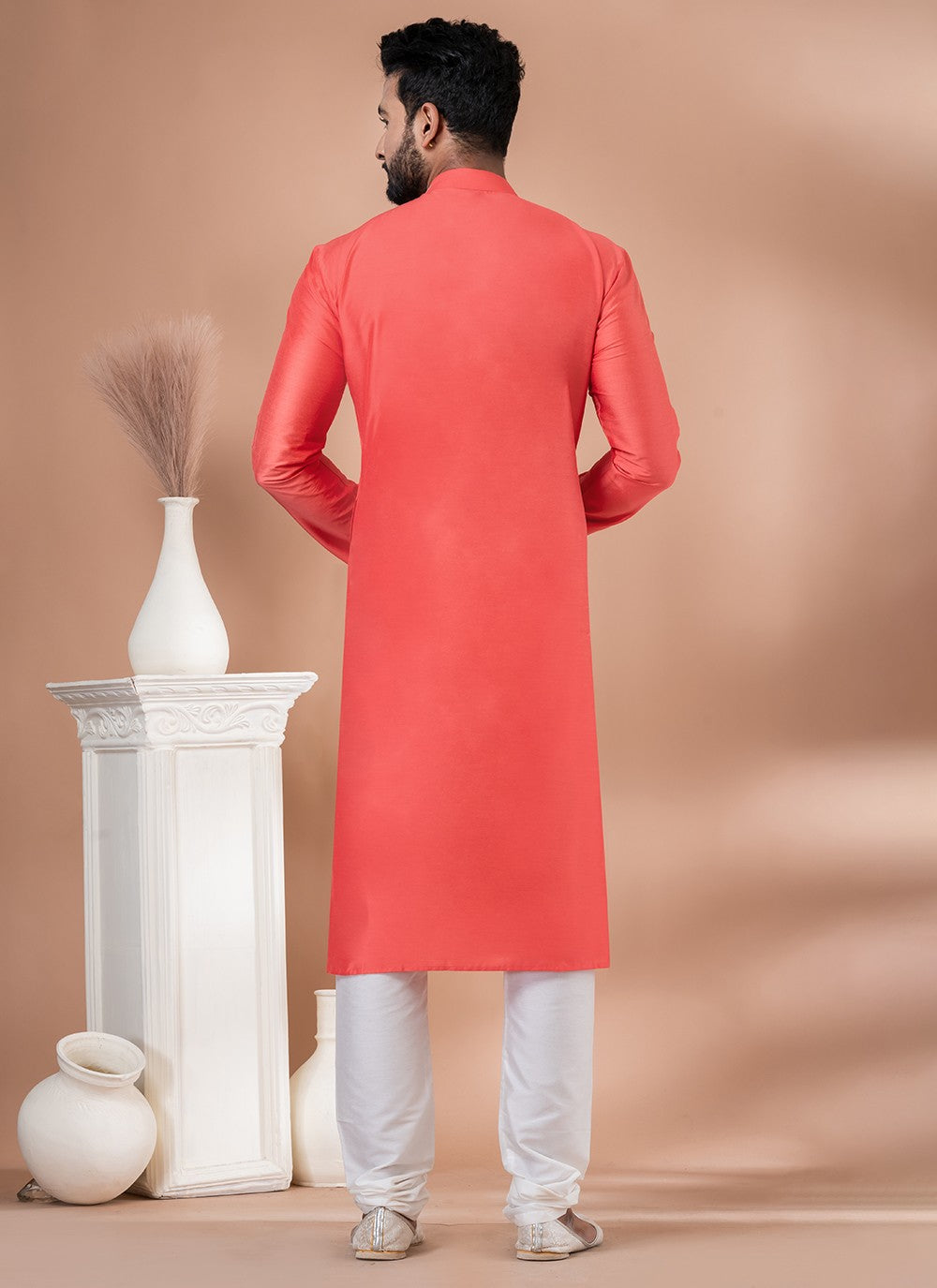 Plain Viscose Pink Kurta Pyjama - M6971