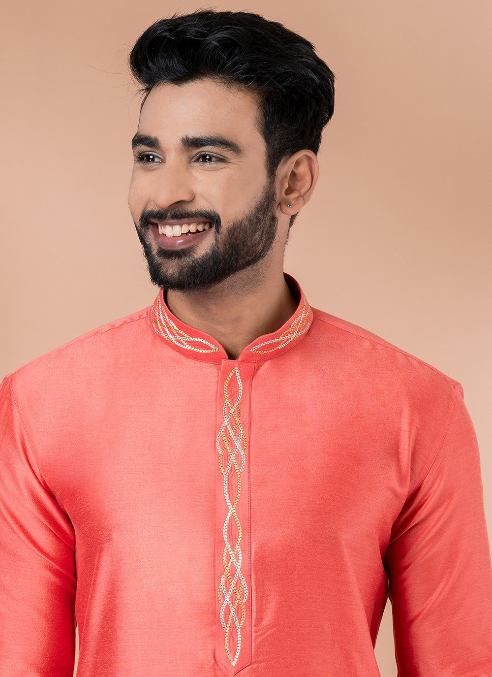 Plain Viscose Pink Kurta Pyjama - M6971