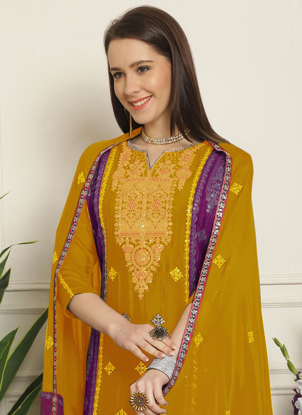 Chiffon, Chinon Salwar Suit - T1750