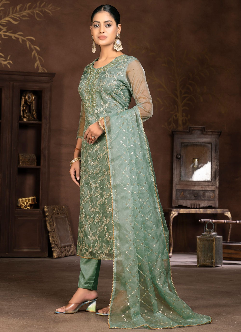 Organza Pant Style Suit - T2093