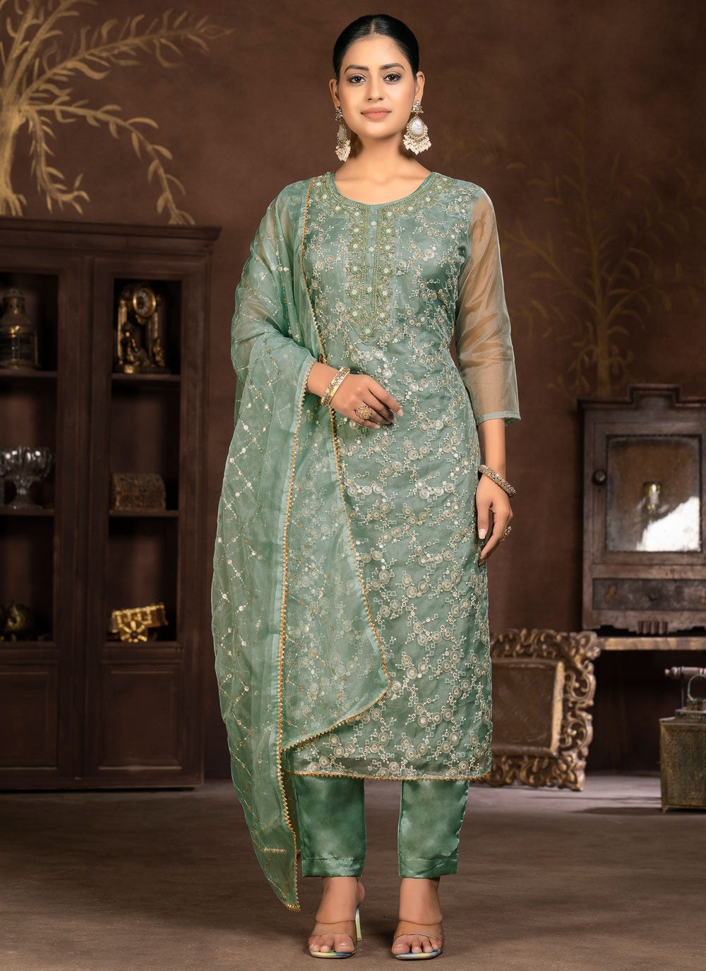 Organza Pant Style Suit - T2093