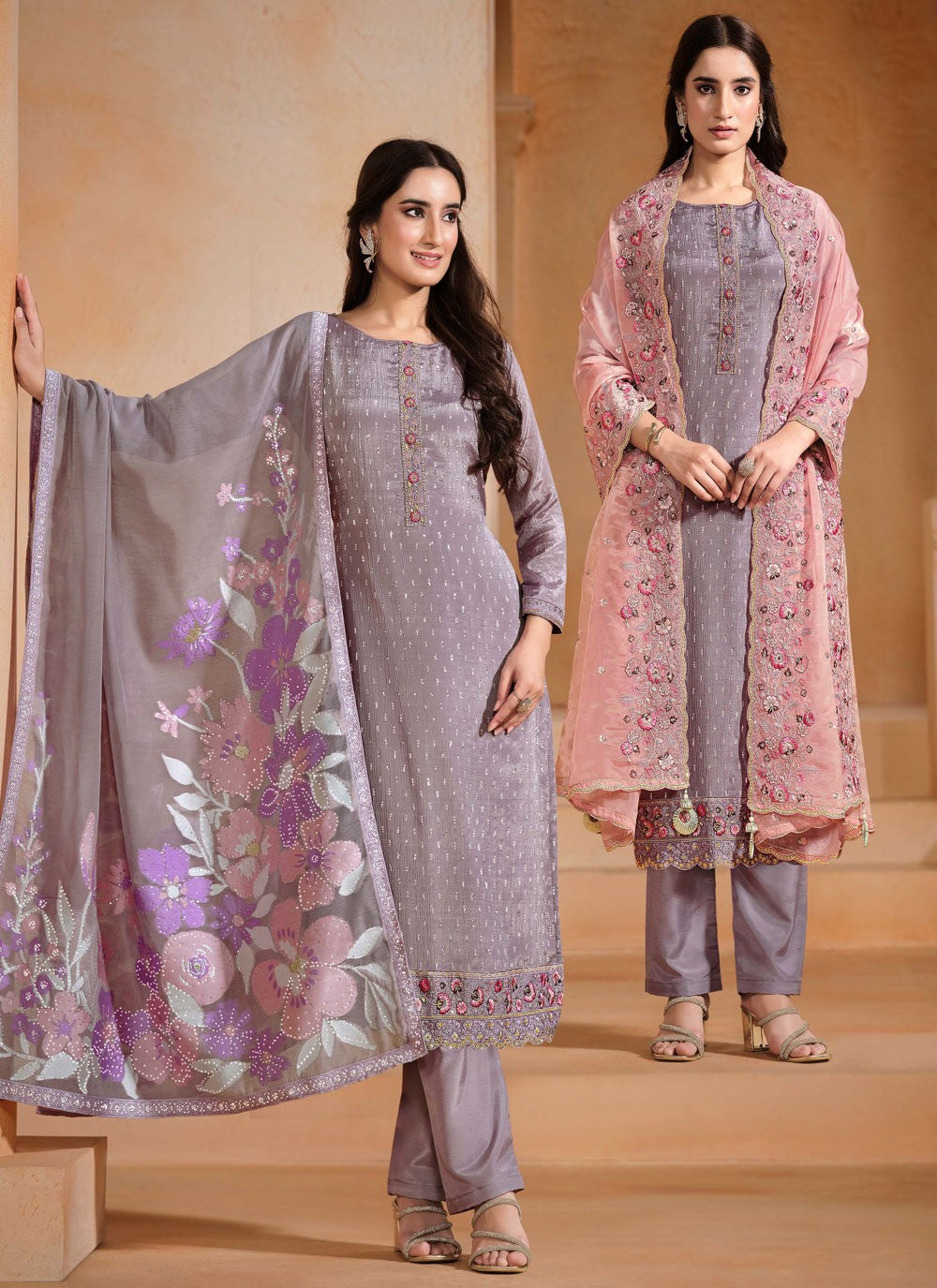 Chiffon, Chinon Salwar Suit - T4110