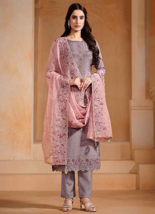 Chiffon, Chinon Salwar Suit - T4110