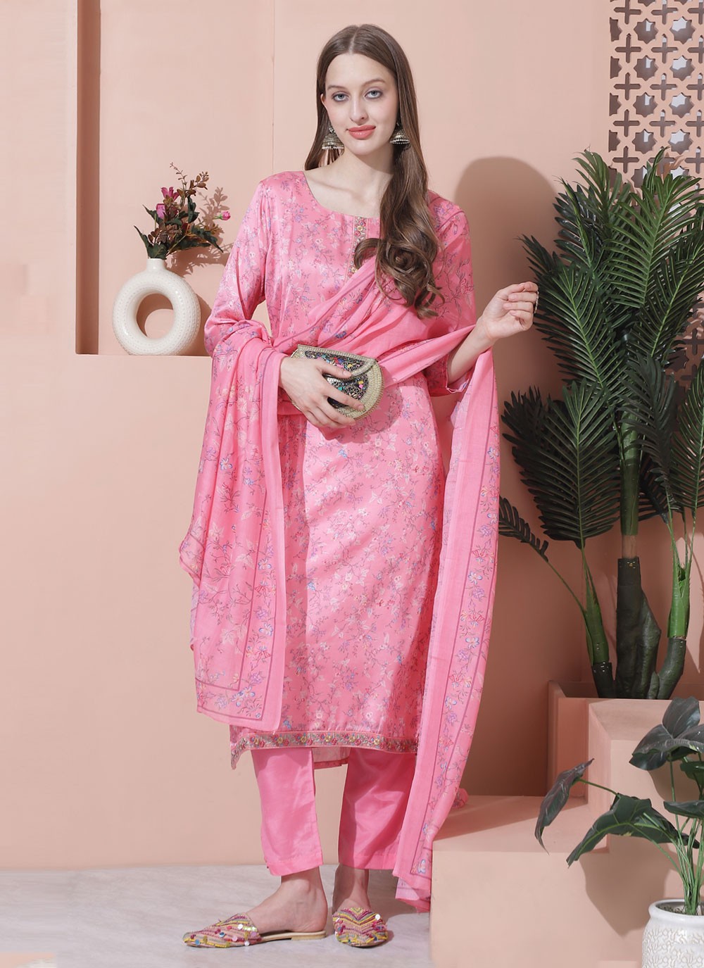 Satin Salwar Suit - T2547