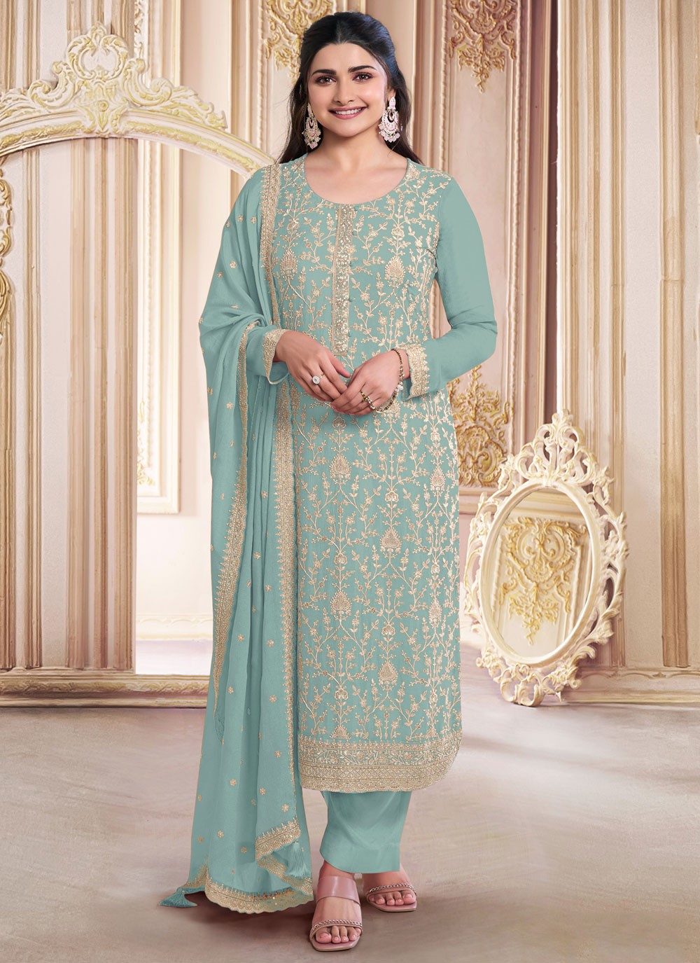 Faux Georgette Salwar Suit - T3771