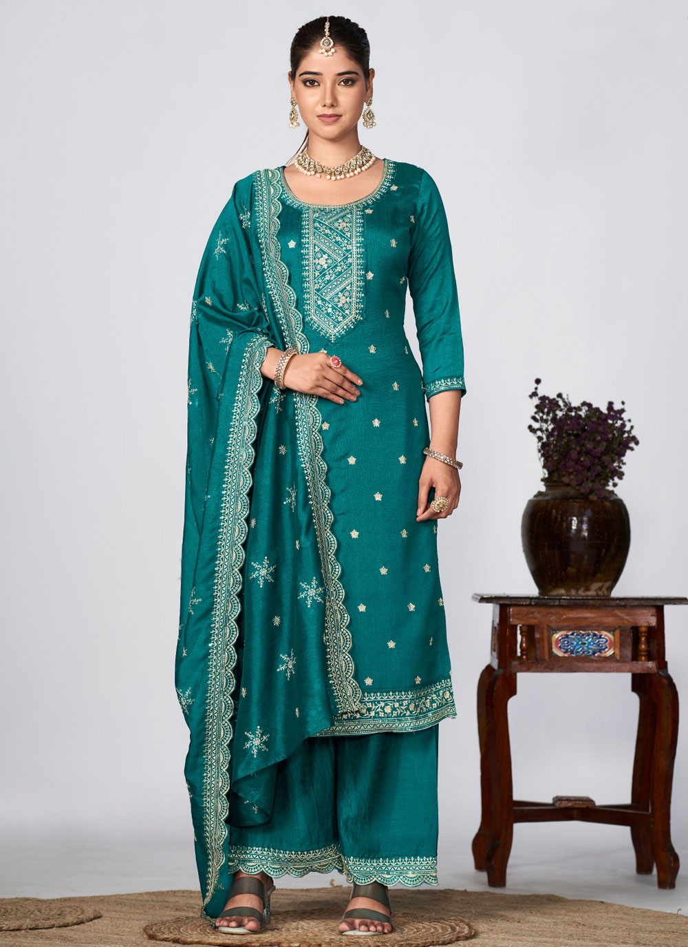 Vichitra Silk Salwar Suit - T2412