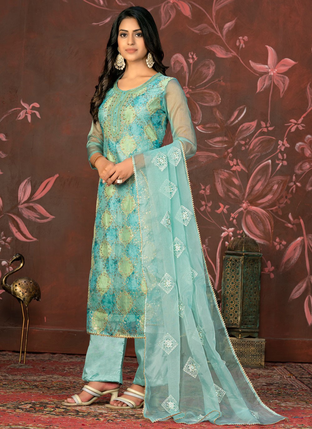 Organza Pant Style Suit - T2093