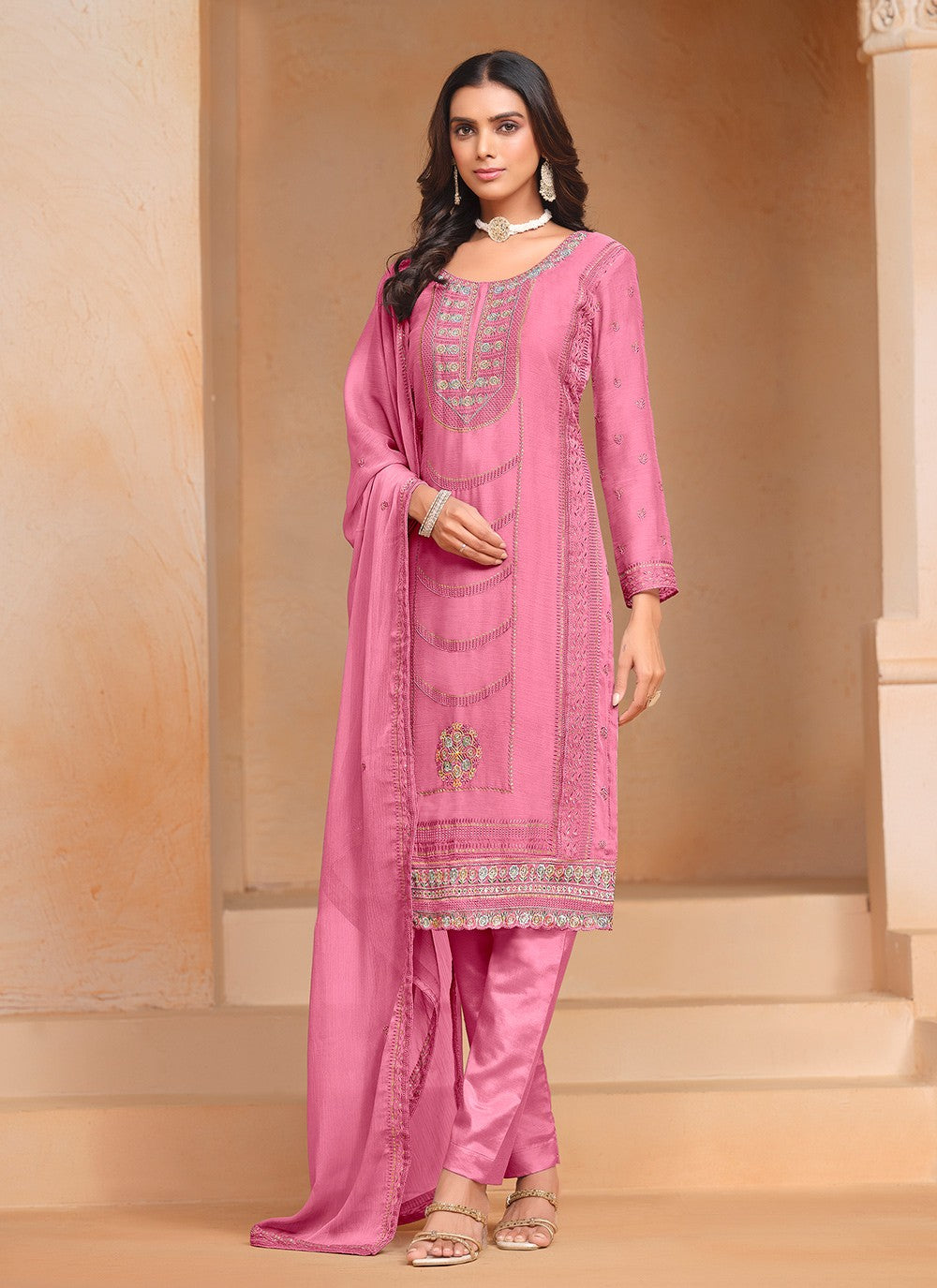 Chiffon, Organza Salwar Suit - T3598