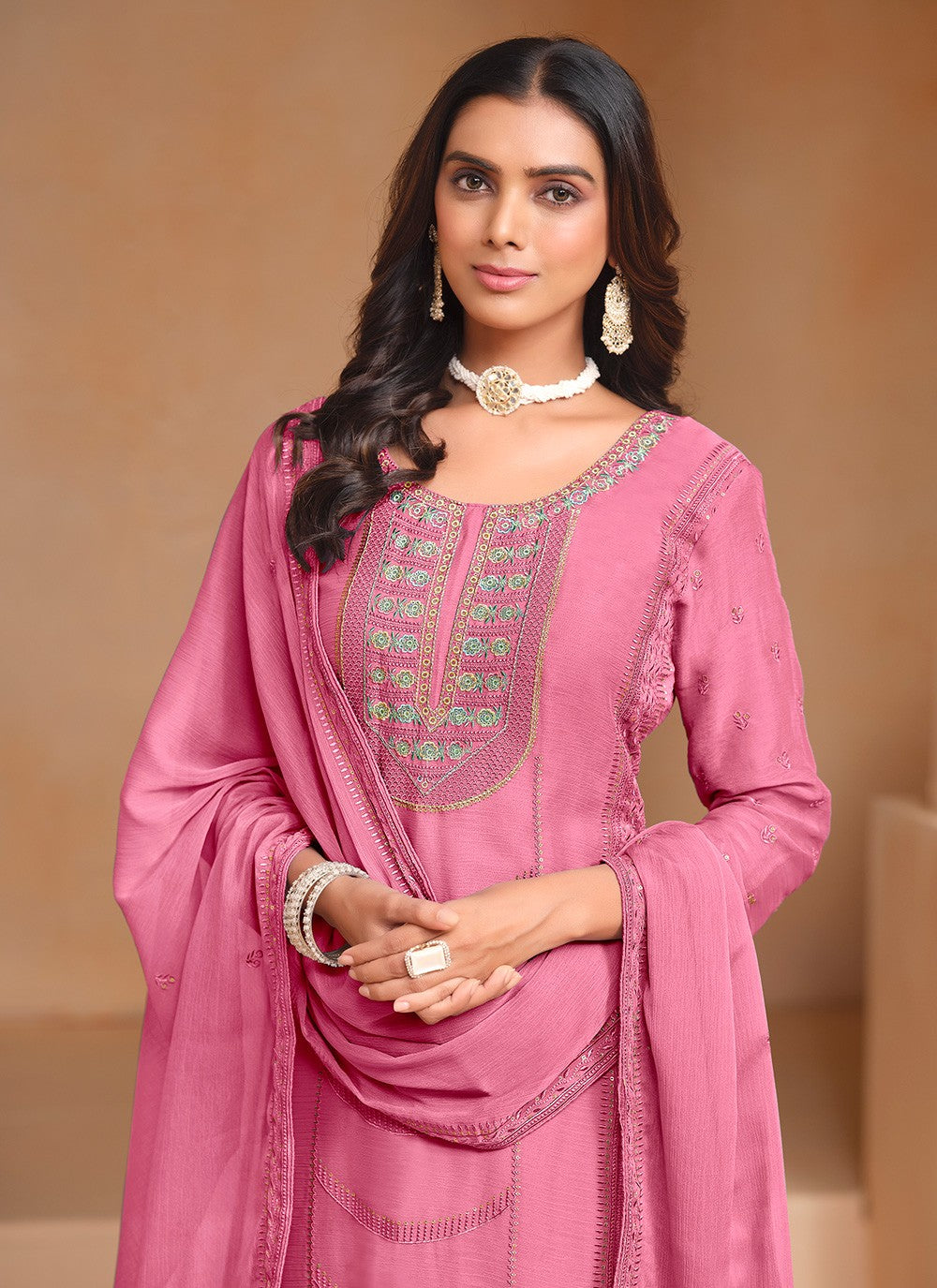 Chiffon, Organza Salwar Suit - T3598