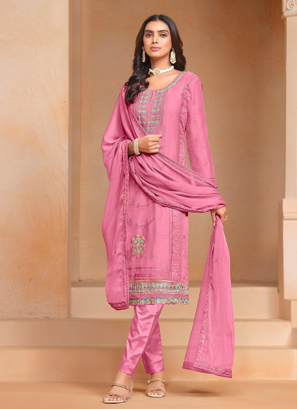 Chiffon, Organza Salwar Suit - T3598