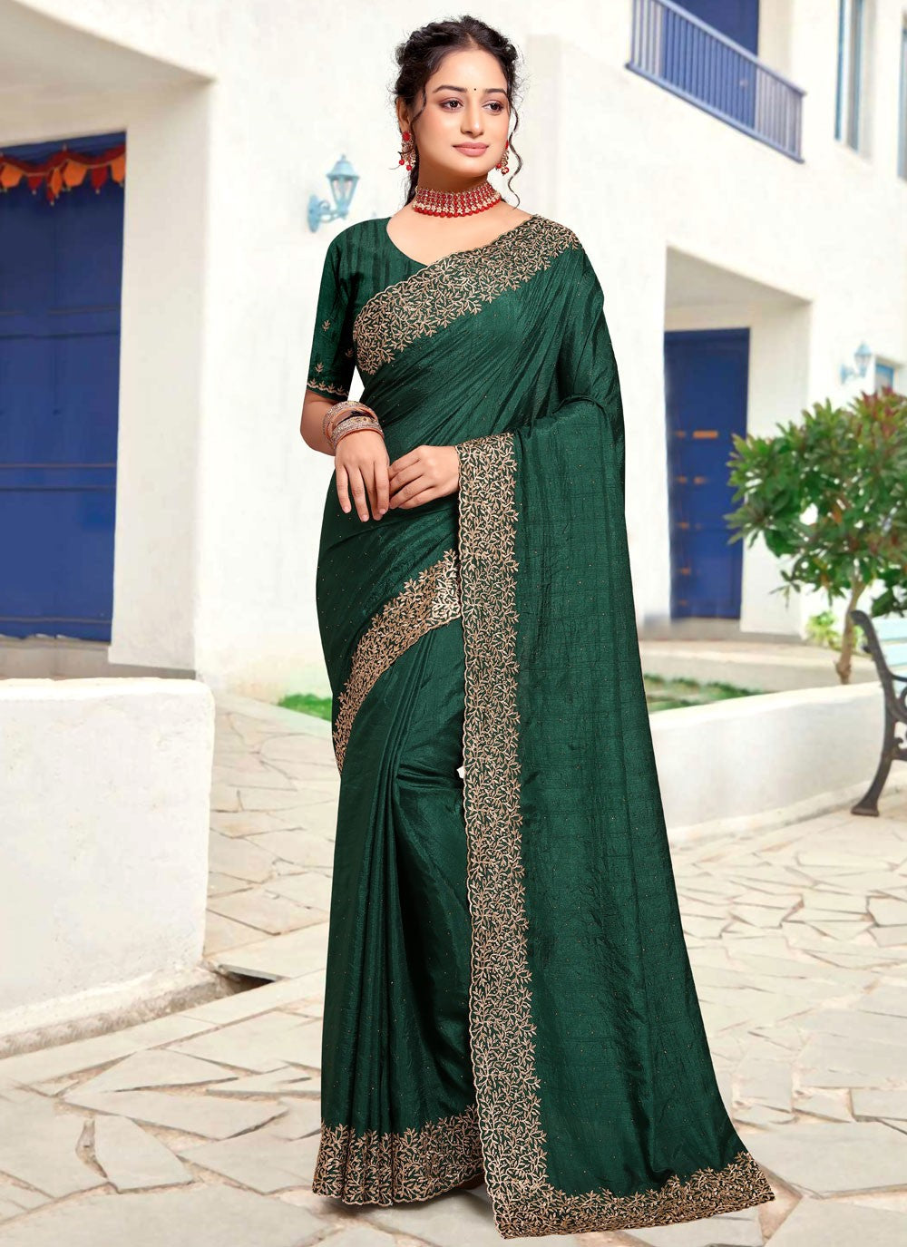 Classic Border Work Art Silk Saree - S8150