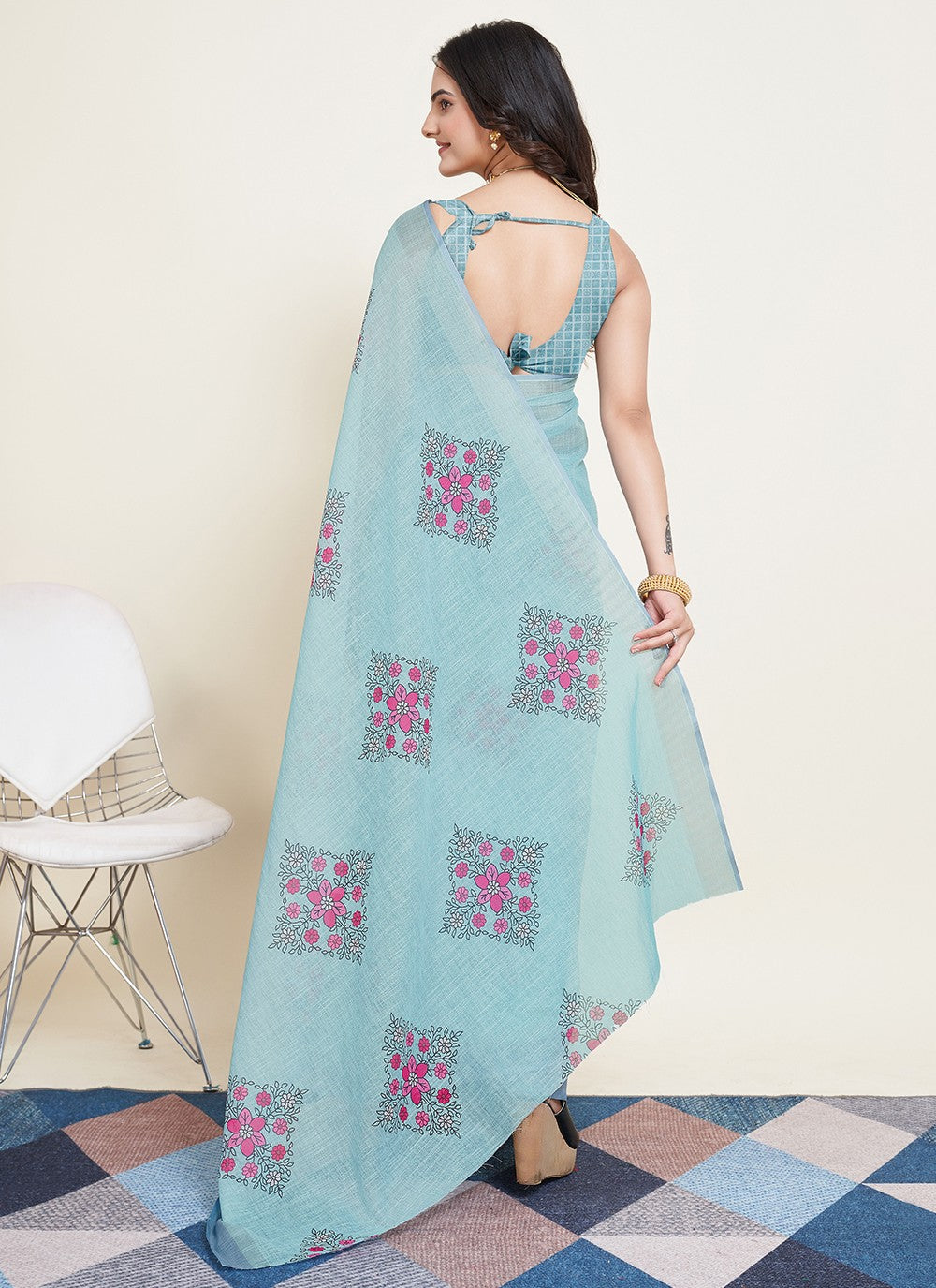 Trendy Printed Cotton Saree - S5070