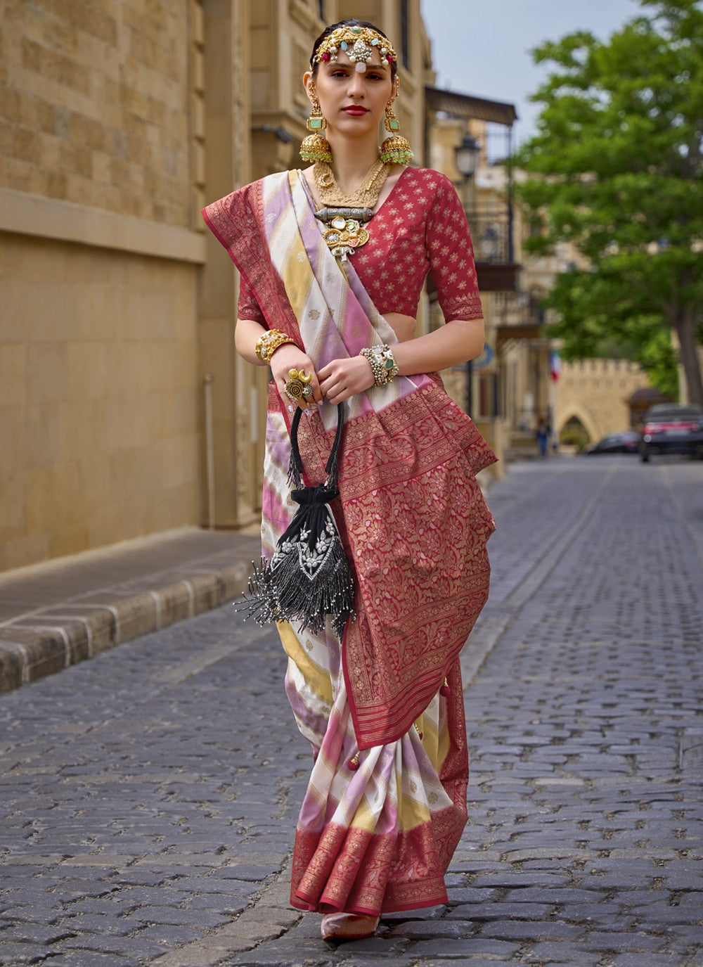 Classic Fancy Work Silk Saree - S3705