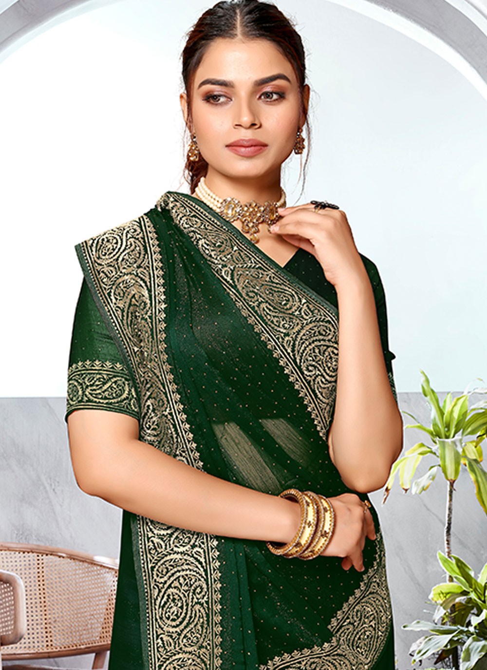 Classic Embroidered Art Silk Saree - S5981