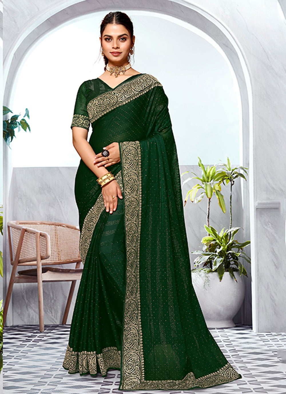 Classic Embroidered Art Silk Saree - S5981