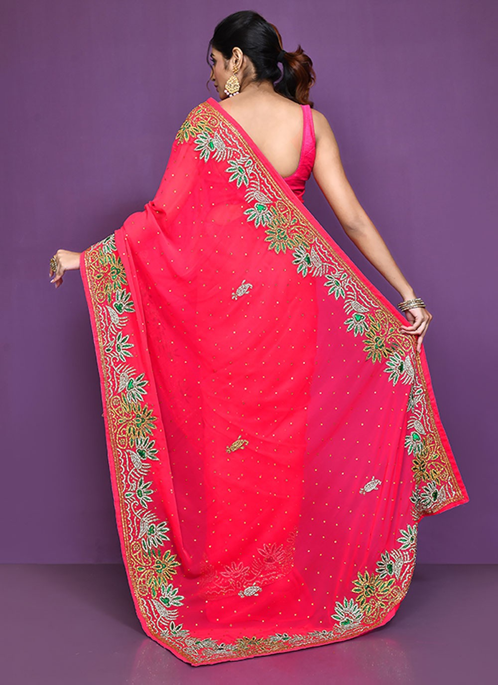 Classic Embroidered Shimmer Saree - S6521