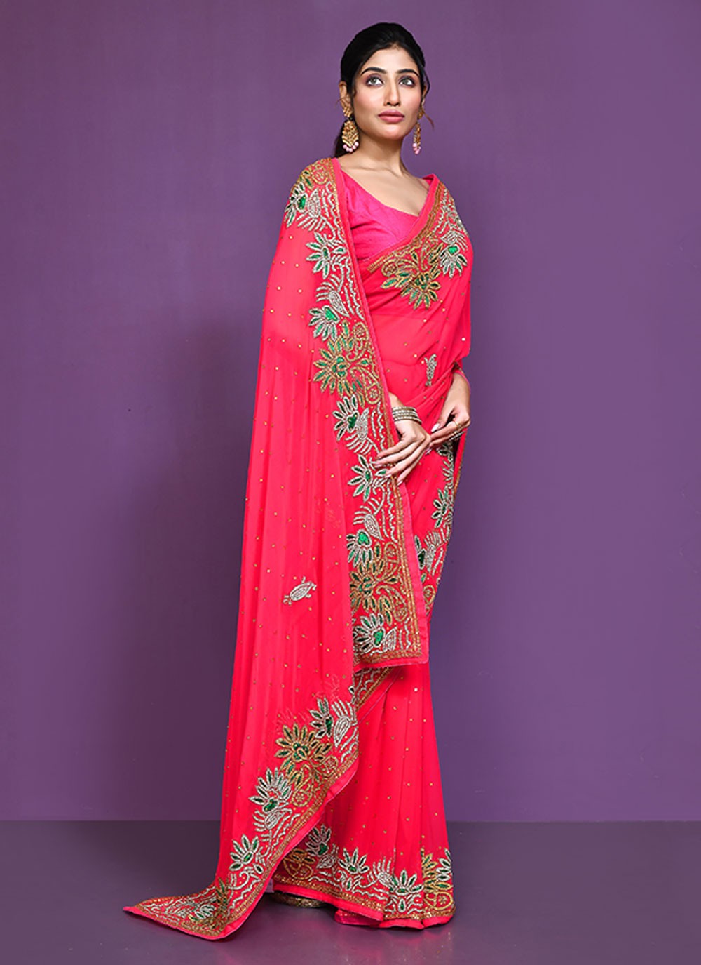 Classic Embroidered Shimmer Saree - S6521