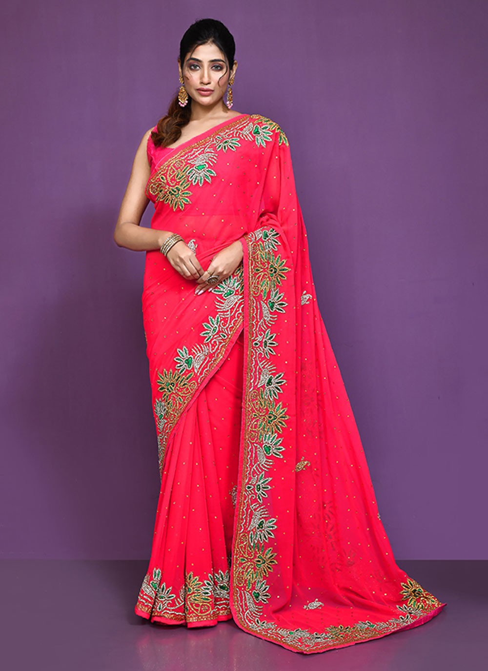 Classic Embroidered Shimmer Saree - S6521