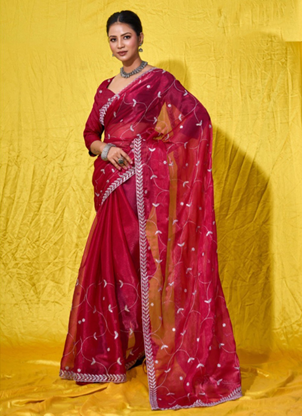 Classic Embroidered Net Saree - S6925