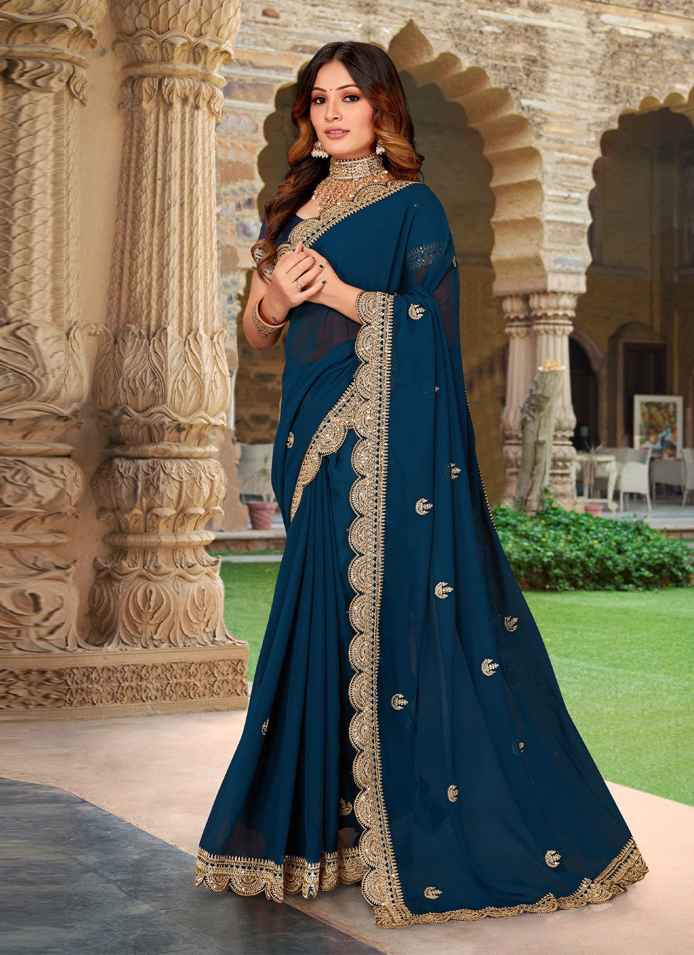 Saree Embroidered Georgette Saree - S3132