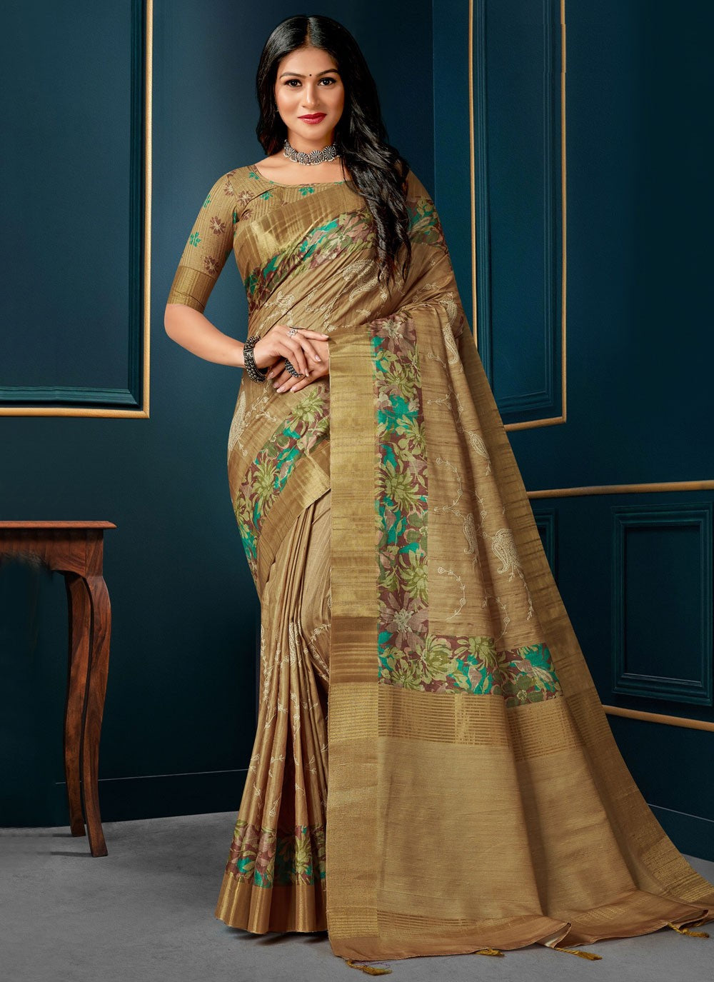 Classic Digital Print Silk Saree - S4691