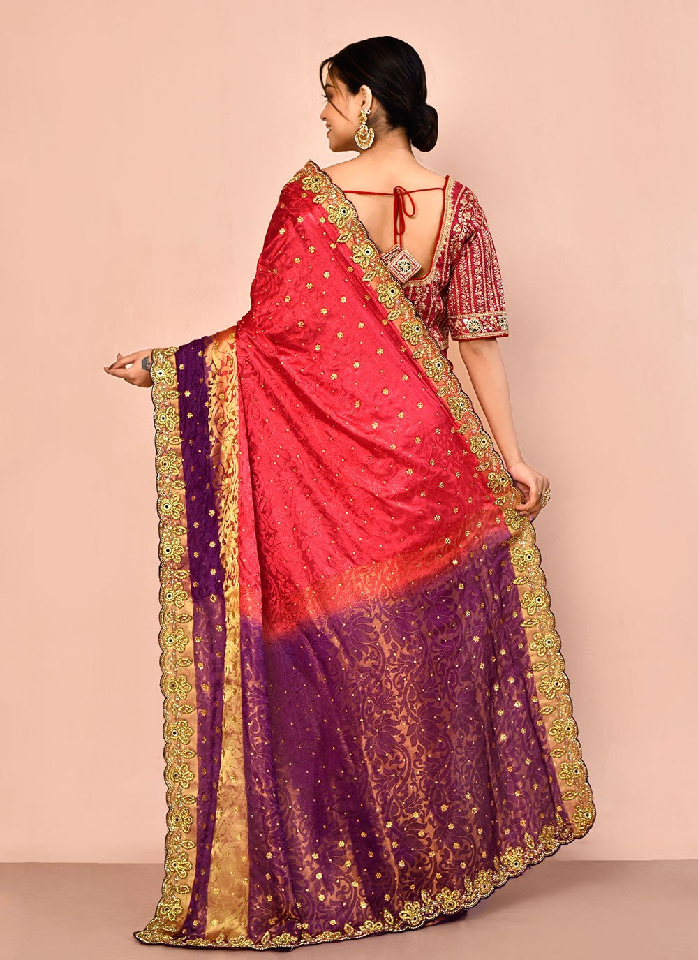 Contemporary Hand Embroidery Georgette Saree - S5499