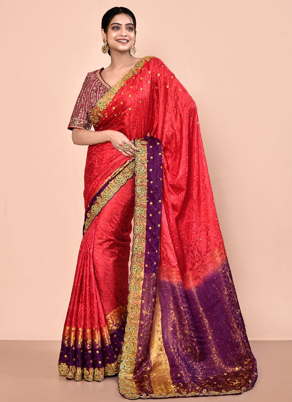 Contemporary Hand Embroidery Georgette Saree - S5499