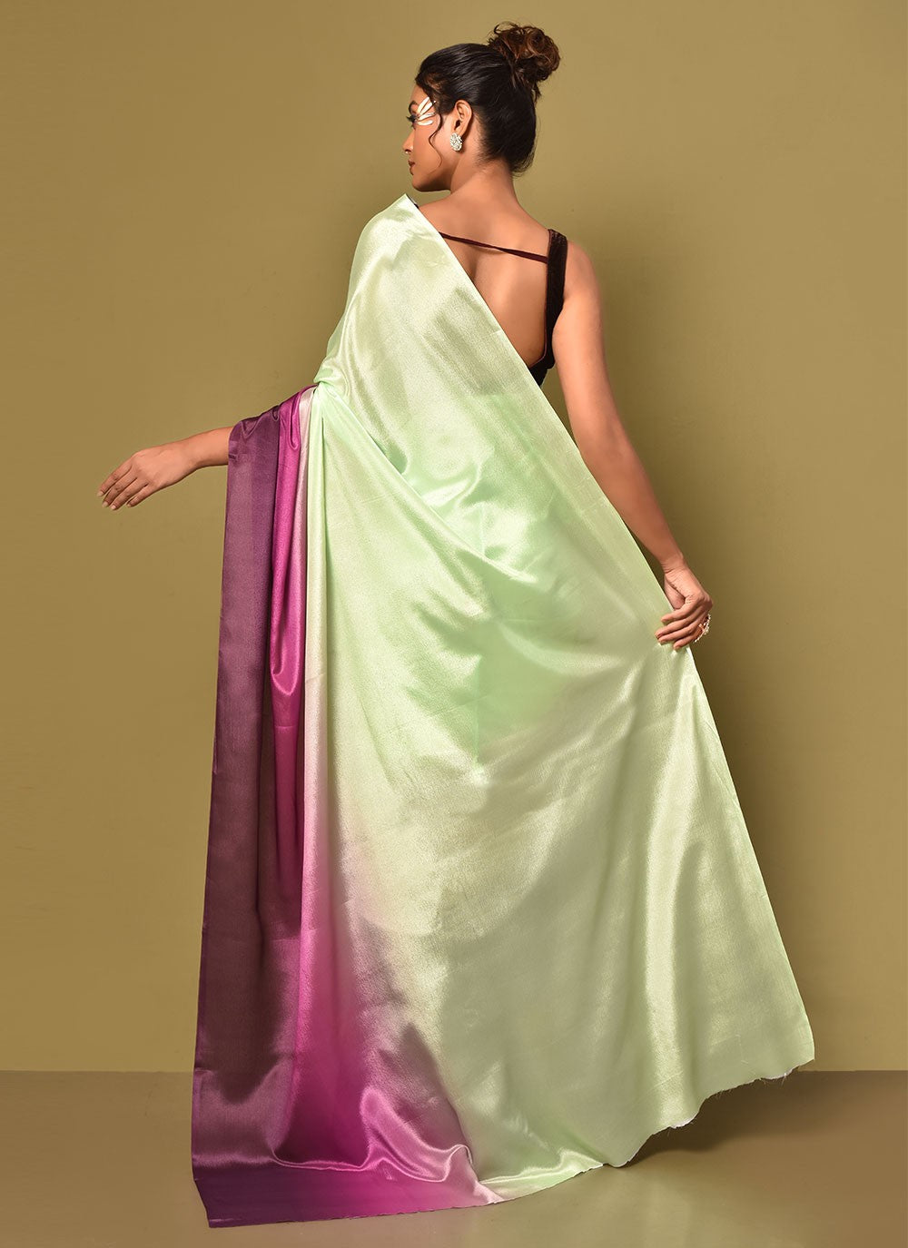 Trendy Plain Chinon Saree - S3000