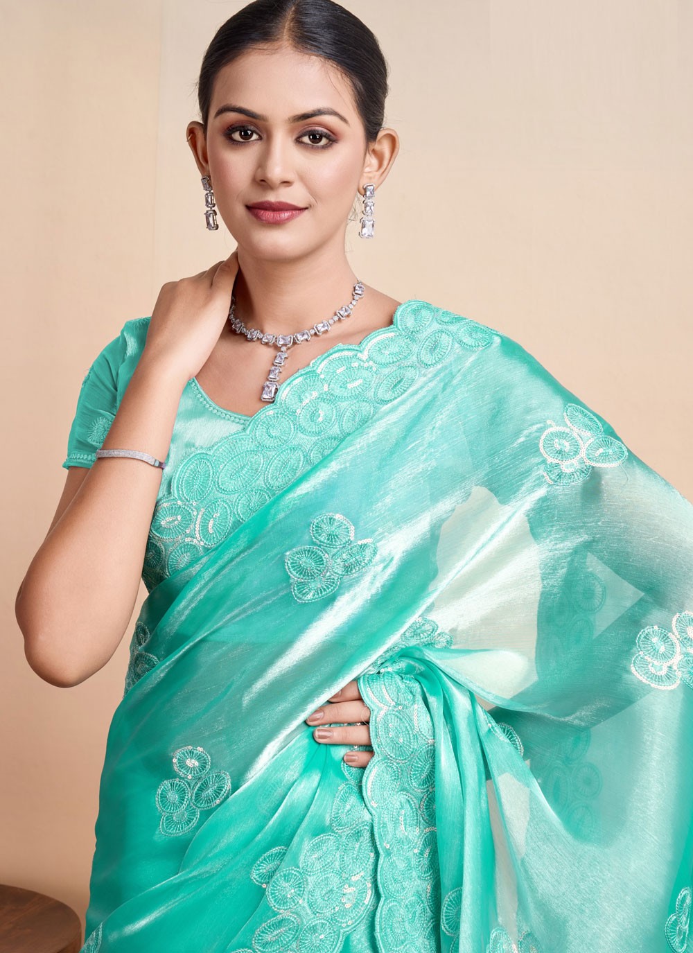 Classic Border Work Organza Saree - S7129